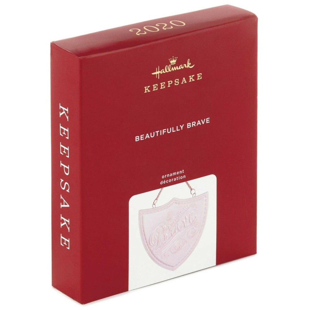 Hallmark Keepsake Beautifully Brave Porcelain Ornament Pink Shield Encouragement - Picture 3 of 8